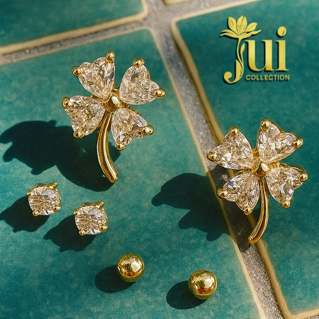 Golden Trio Stud and Drop Earring Set