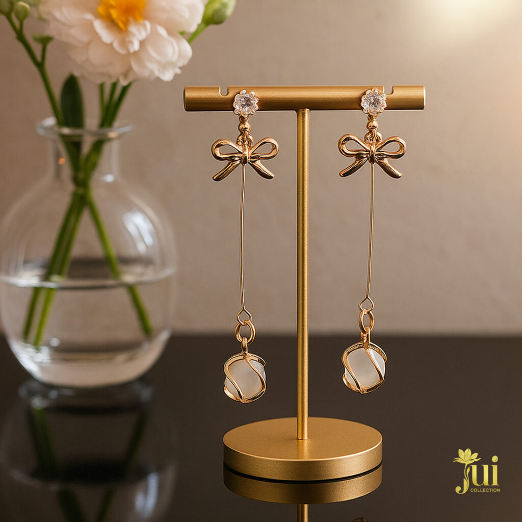 Rose Gold Twinkle Bow Earring