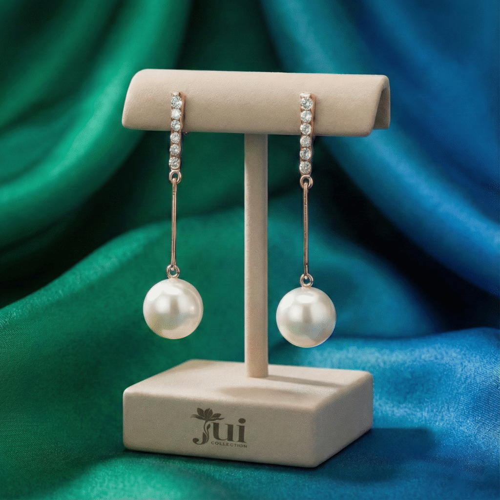 Rose Gold Pearl Glint Drop Earring