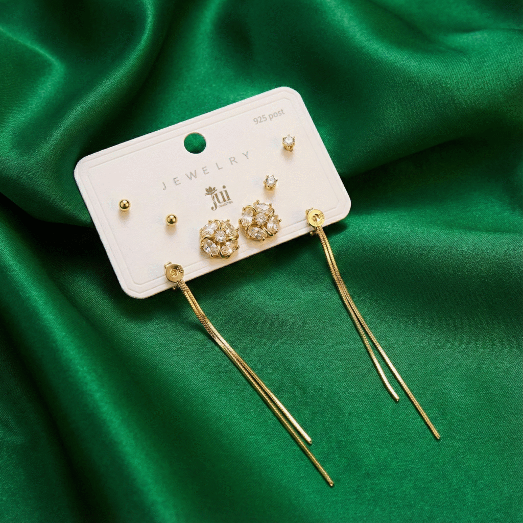 Golden Sui Dhaga Combo Set Earrings