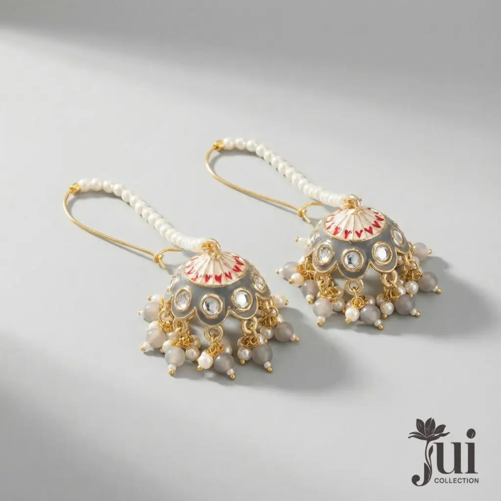 Royal Minakari Jhumka – Grey
