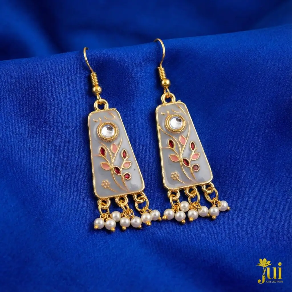 Rectangular Enamel Earrings – Grey