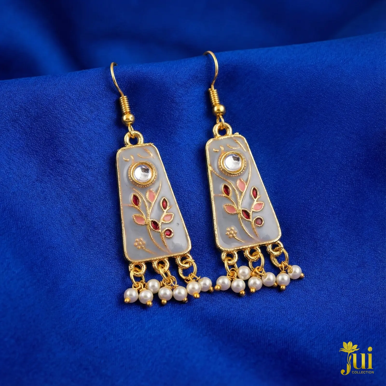 Rectangular Enamel Earrings – Grey