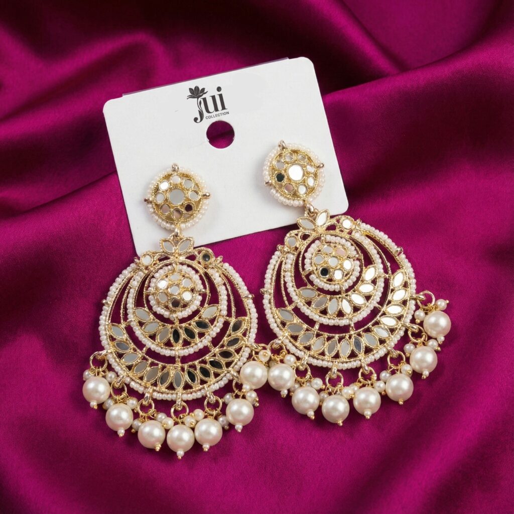 Kundan-Inspired Moti Chandbalis